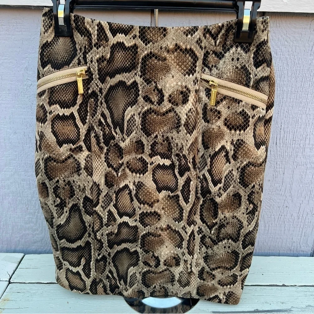 Vintage Michael Kors Sz 6 Snake Mamba Print Knit Pencil Skirt Side Zip Lined EUC